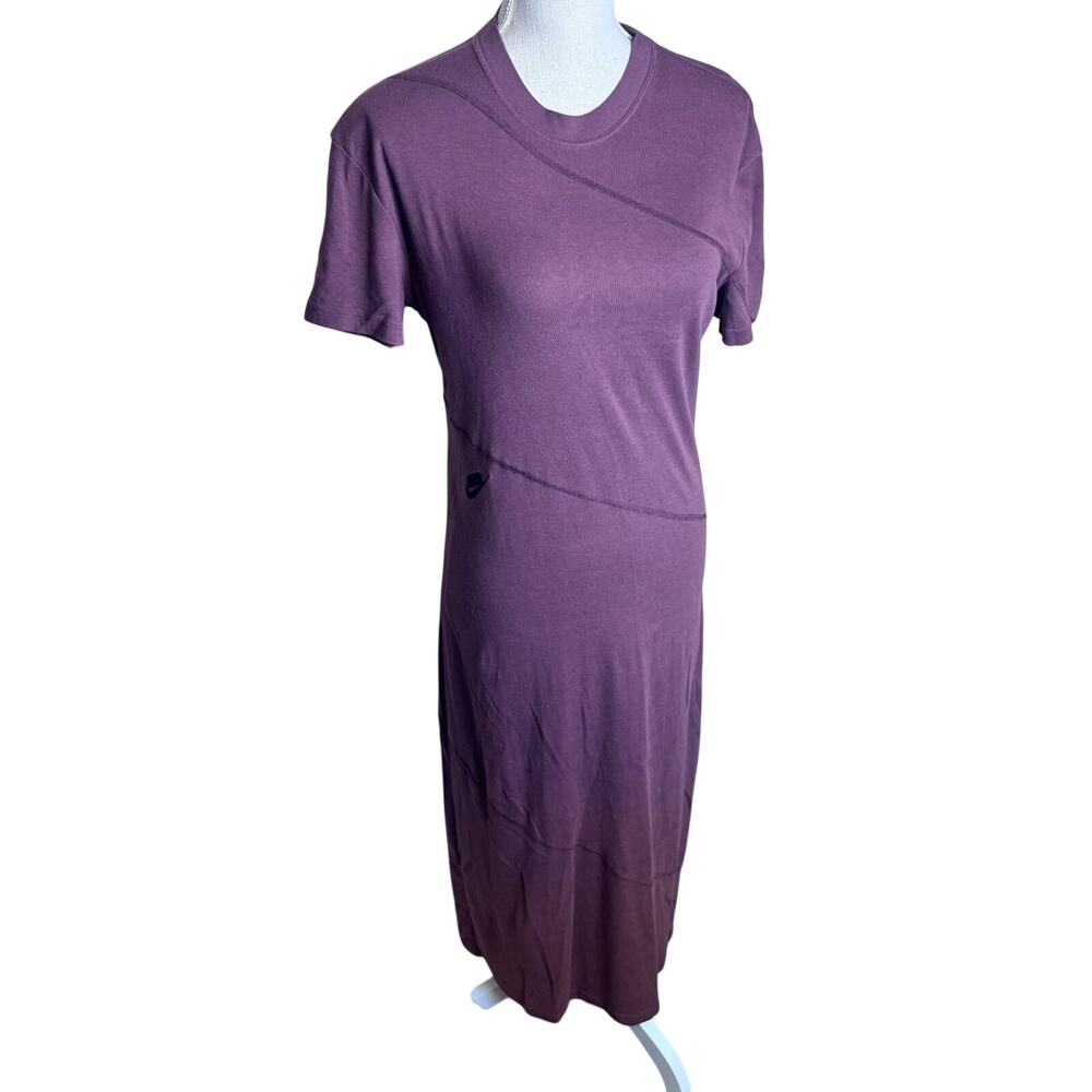Nike Sportswear Essential Swoosh Bodycon Midi Dress Brown Womens Sz L Athleisure